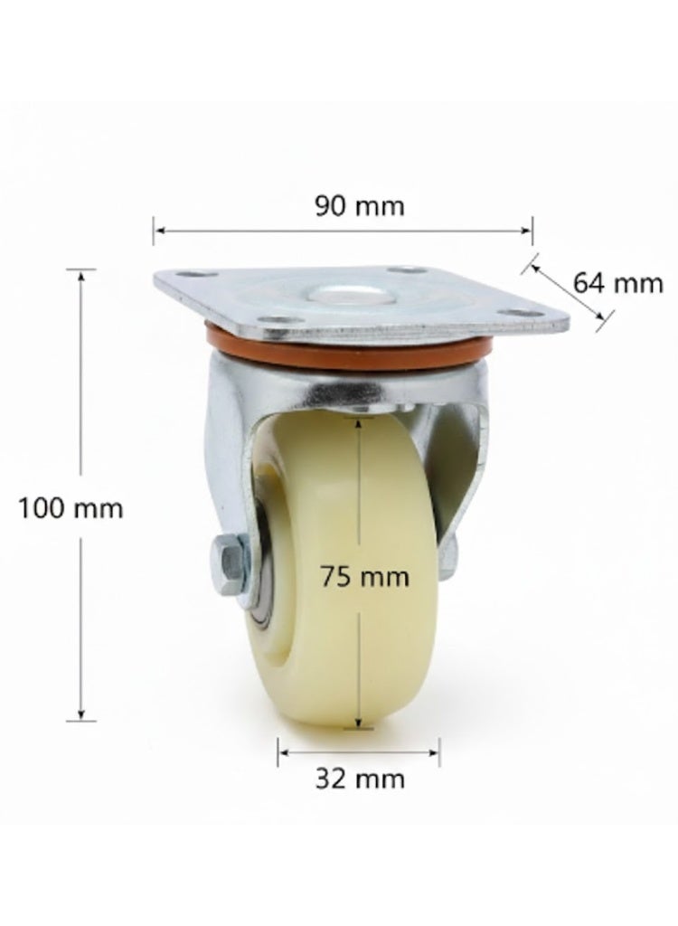 3" High Quality Material Handling Equipment Heavy Duty Nylon Caster Wheels pack of 4 Pcs - Image 4